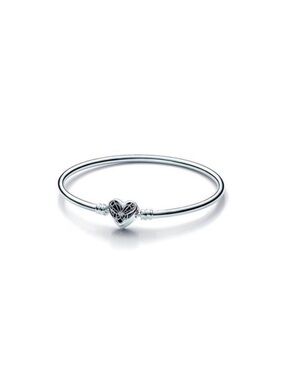 New Pandora Silver Butterfly Heart Charm Bangle Bracelet